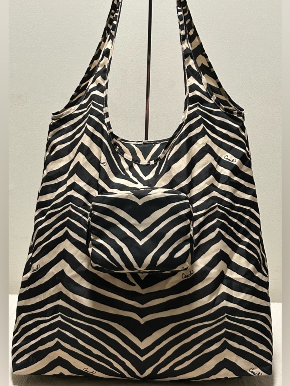 COACH Poppy Animal Print Nylon Folding Tote Bag - Picture 5 of 8